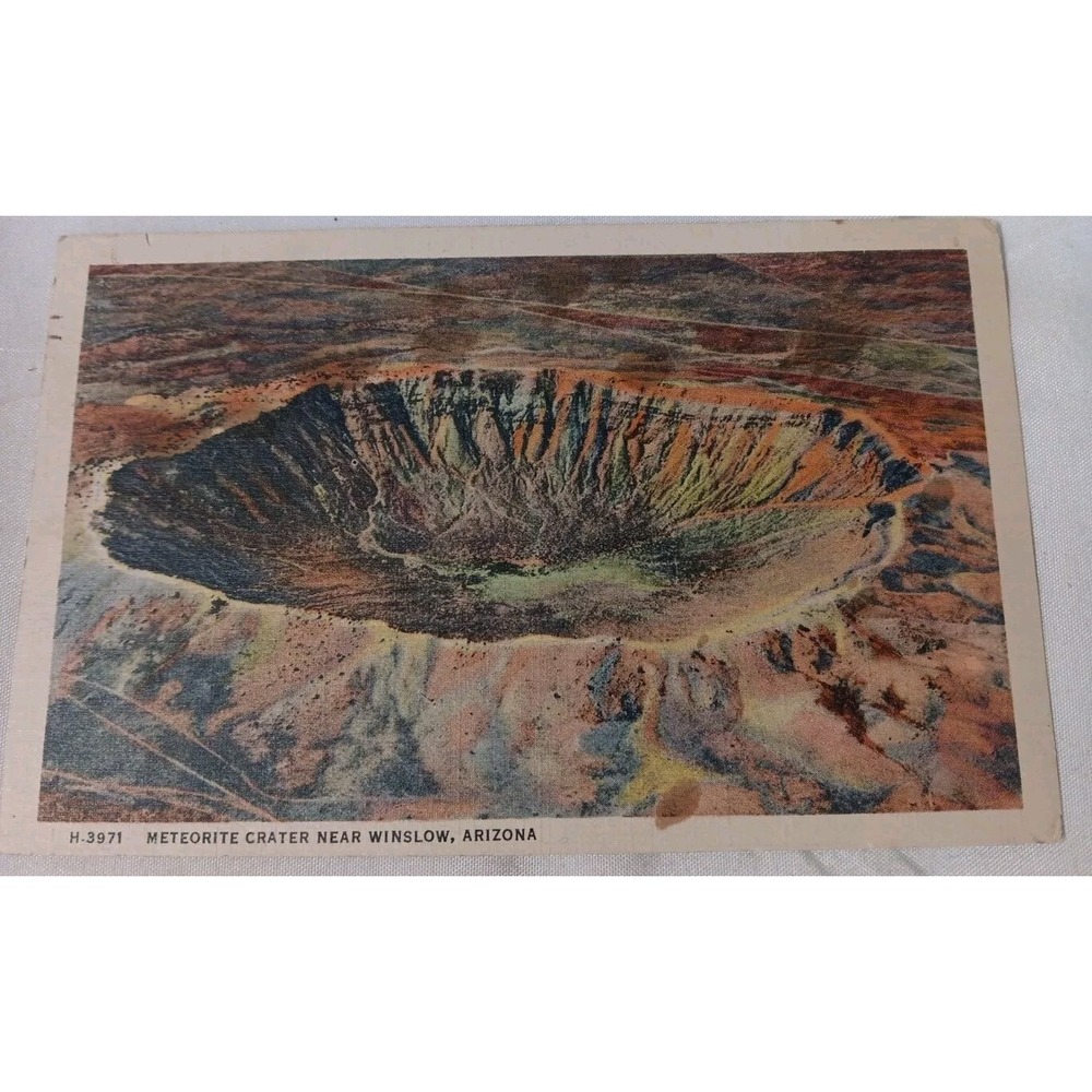 Meteorite Crater Winslow Arizona Postcard Sent Albuquerque To Kansas City 1940‎